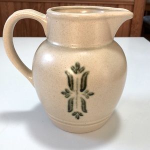 ROYAL HAEGER POTTERY 7 " GREEN STENCIL LEAF TULIP PITCHER
